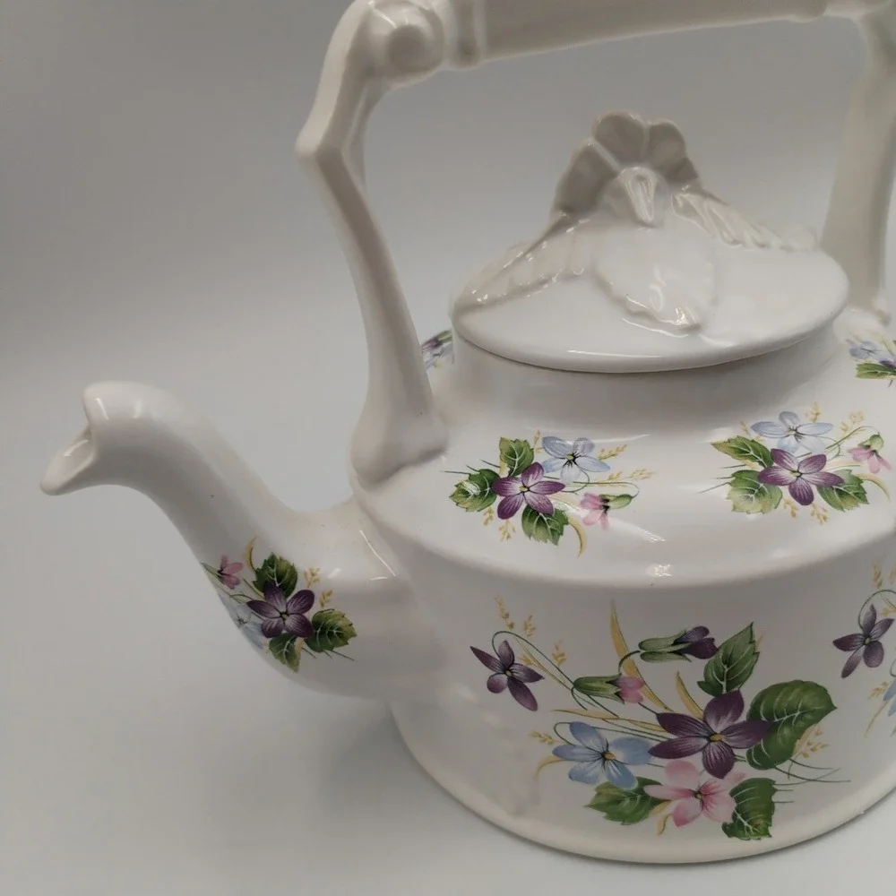 Arthur Wood England Violets Teapot‎ Floral Ceramic Tea Pot Vintage 6344 2-Cup